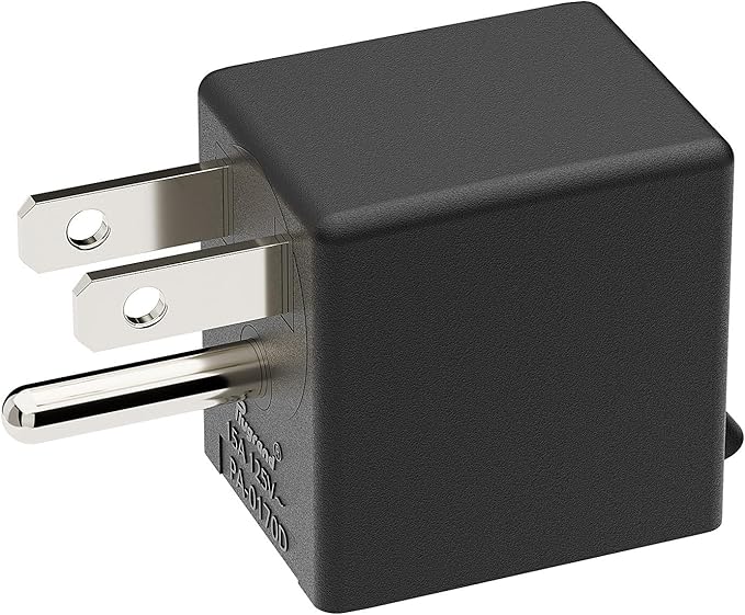 PA-0170D 90 Degree Right Angled USA Male-Female Power Adapter, 5-15P to 5-15R Direction Changer, Space Save Black