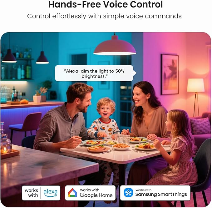 TREATLIFE Smart Light Bulbs, UL Certified WiFi Bluetooth Color Changing Light Bulb, A19 LED Smart Bulb Works with Alexa & Google Home, 60W Equivalent 800 Lumen, for Smart Home Lighting