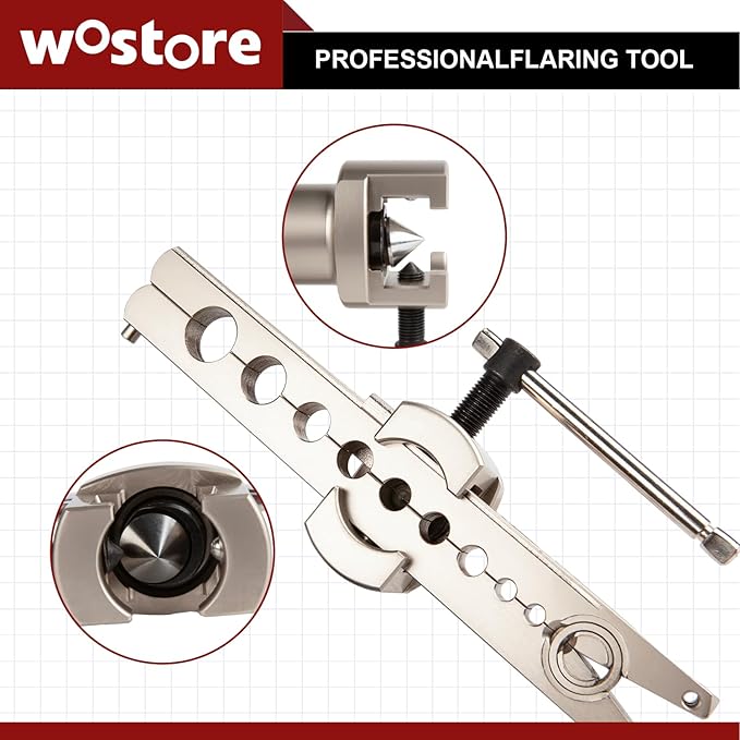 Wostore Manual & Electric Eccentric Flaring Tool - 9 Dies for Eccentric Flares on 6mm,1/4",9mm,3/8",10mm,12mm,1/2",5/8"(16mm)&3/4"(19mm) Copper Pipes - Ideal for Refrigeration HVAC Plumping Work…