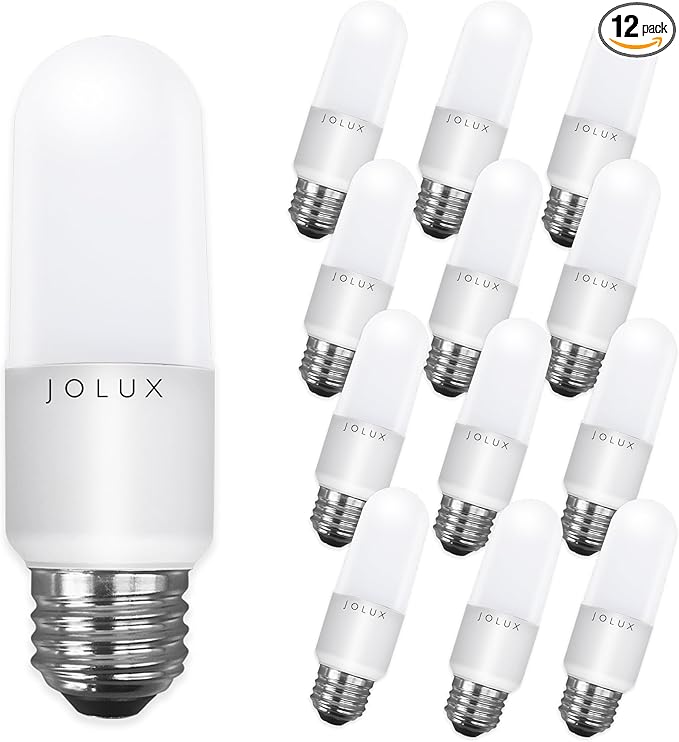 Jolux led Stick Lights, 60 watt Equivalent, 800 Lumen,5000K Daylight, e26 led Bulb,Non-Dimmable, Enclosed Fixture Rated, 12Count (Pack of 1)…