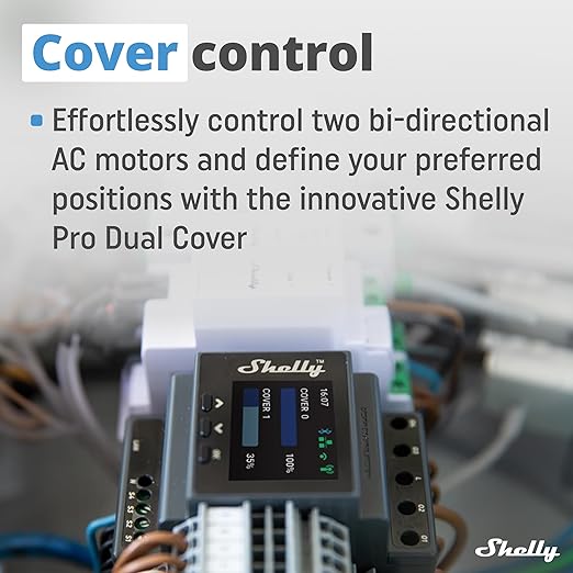 Shelly Pro Dual Cover/Shutter PM | LAN and Wi-Fi Connection, Professional DIN Rail Smart Dual Cover/Shutter Controller with 2 Covers 16 A Each | Home Automation | Precise Power Metering