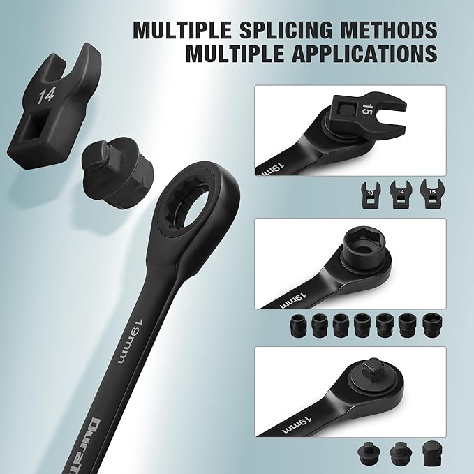 DURATECH 15-Piece Universal Ratcheting Serpentine Belt Tool Set, Belt Tensioner Tool Kit with Blackening Treatment for Installing and Removing Pulleys and Belts