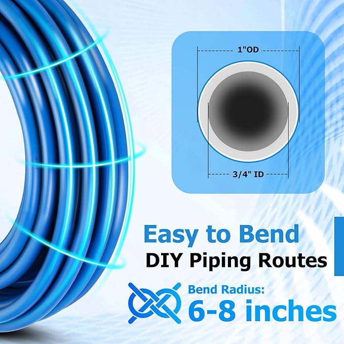 Howaoo 3/4" x 200ft Compressed Air Line Kit, Shop/Garage HDPE-Aluminum Air Line Kit for Compressor, Leak-Proof & Easy to Install