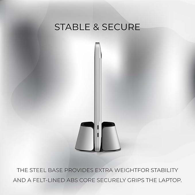 HumanCentric Vertical Laptop Stand in Silver Aluminum, Upright Adjustable Holder and Dock, Laptop Vertical Stand Fits MacBook Pro and Other Laptops .5" to 1.5", Clamshell Compatible