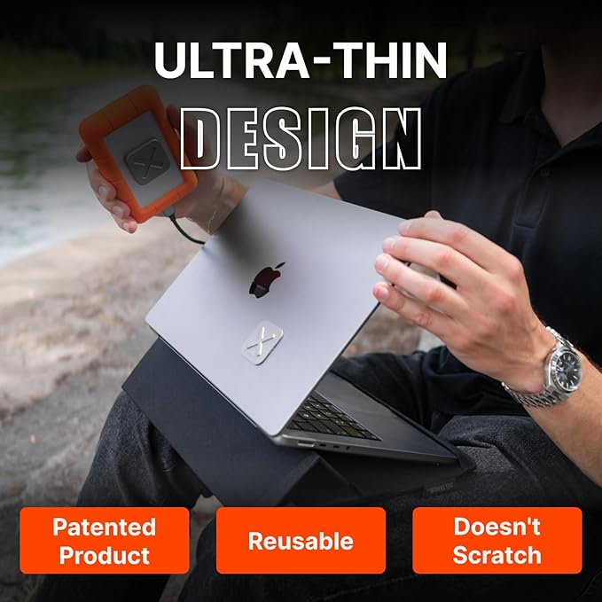 DELTAHUB HoldX Magnetic Mount - Universal Phone & External Drive Holder for Laptops, Desks | Strong Magnetic Stand for SSDs, HDDs & Mobile Device (Black)