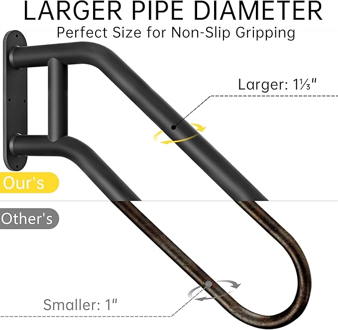 Hand Rails for Outdoor Steps, Handrails for Exterior Steps, Heavy-Duty Non-Slip Stair Railing, U-Shaped Rail for Garage, Porch, Deck, and Garden