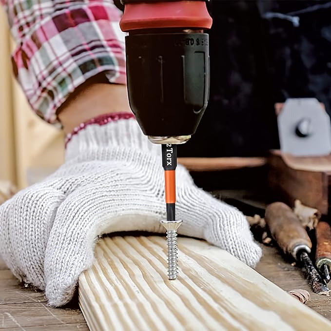 Pro T20 Screwdriver Bit Set - Torx Screwdriver 10 Pieces, 50mm Length, 1/4" Hex Shank Bit Assortment, with Storage Box