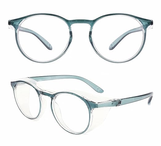 Alsenor Safety Glasses Anti Fog Goggles Protective Eyewear Blue Light Blocking Anti Dust UV Protection Glasses For Men Women (Round-NewBlue)