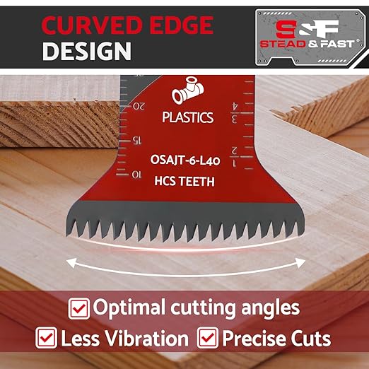 S&F STEAD & FAST 6 PCS Oscillating Saw Blades, Japanese Teeth, Curved Edge Oscillating Tool Blades for Wood, Plastic, Universal Multitool Blades Kits for Quick Release
