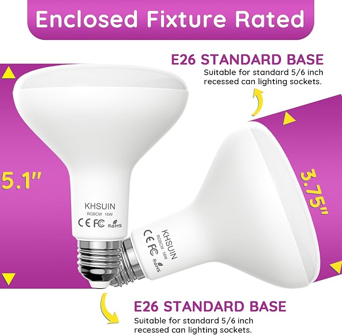 Bright Smart Light Bulbs 16W 130W Equivalent 1600 Lumens 2700K-6500K Tunable BR30 Wifi Color Changing Light Bulb Works with Alexa Google,Recessed Alexa Light Bulb,Dimmable Flood Smart Bulb,4 Pack