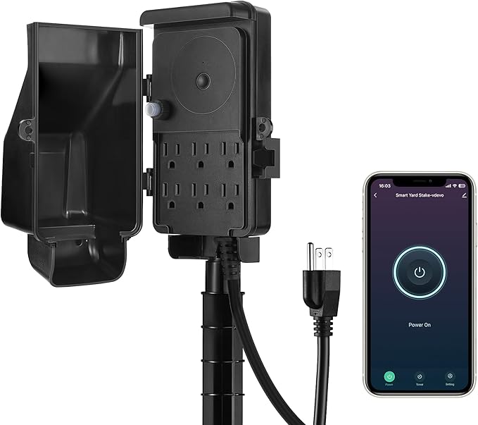 DEWENWILS WiFi Smart Yard Stake Plug with 6 Outlets, Voice Control, Waterproof Power Stake Timer with 6Ft Cord, Alexa&Google Assistant Compatible, 1875W/15A, for Halloween/Christmas Decoration Lights