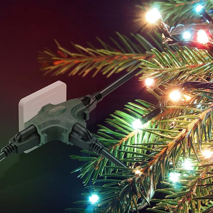 ETL Listed 3 Outlet Grounding Adapter, BTU Three Plug Outlet Adapter Splitter, Heavy Duty Grounded Power Tap, 3-Prong Outlet Adapter, Multi-Plug Extender, Green (Pack of 3)