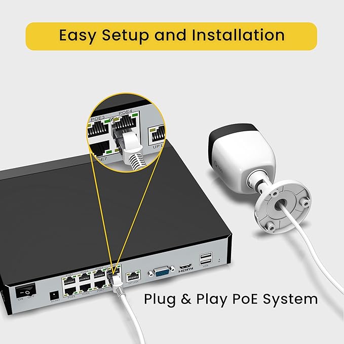 5MP Security Camera System, AI Human/Vehicle Detection, Color Night Vision, Wired 8CH NVR with 4pcs PoE IP Cameras, 24/7 Recording Surveillance for Home Security, Remote Access(Built-in 2TB HDD)