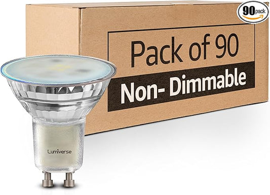 Lumiverse 90 Pack GU10 LED Bulb, Non-dimmable 4W (35W Equivalent) 100 Degree Flood Beam 5000K Daylight White, Halogen Replacement for Kitchen, Living Room, Bedroom