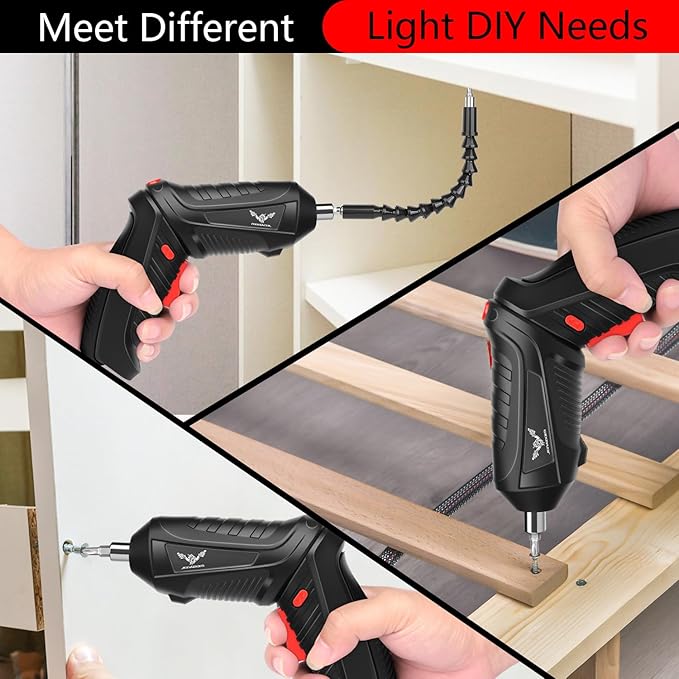 Power Screwdriver Cordless, JENABOM Screwdriver Bits Set Rechargeable, 3.6V Li-ion 3.5N·m Max Torque Electric Rotatable Drill Screwdriver for Home Improvement DIY Project, 47 Pcs