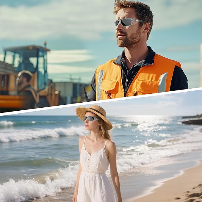 ProtectX Stylish Anti-Fog & Scratch-Resistant Safety Glasses With Readers, UV Protection Goggles, Anti-Impact Lightweight Glasses for Men＆Women Charcoal Tinted Smoke - 6 Pack