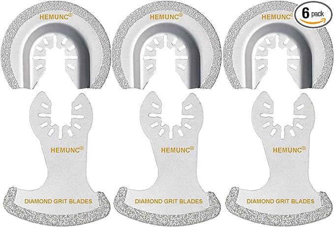 6Pcs Diamond Oscillating Tool Blades, Multi Tool Mortar Cutting Saw Blades Precise for Grout Removal and Soft Tile Cut