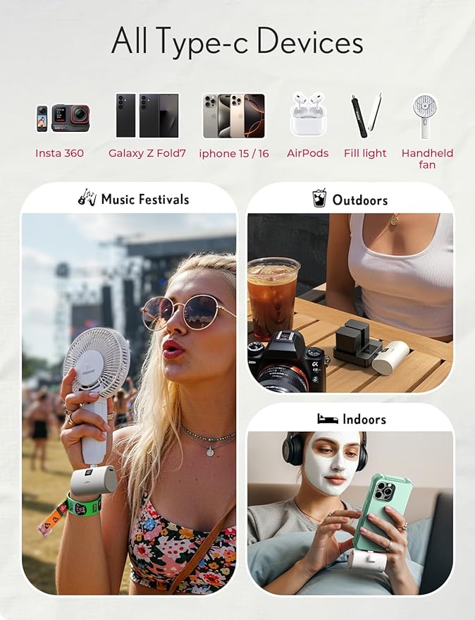 LISEN Mini Portable Charger 7000mAh Power Bank for iPhone 17 Pro Max Air 16 15, 22.5W PD Fast Charging Power Bank, Small Portable Charger USB C Samsung Google Pixel 9 iPad Pro/Air AirPods, Ivory White