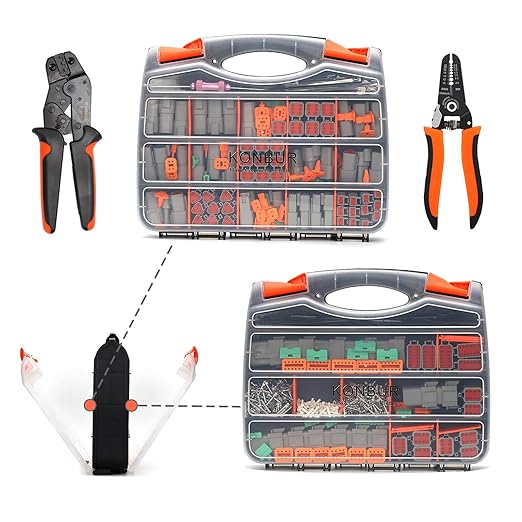 DT Deutsch Connector Kit, 2 3 4 6 8 12 Pin Grey Waterproof Electrical Connector, #16 Stamped Contacts, Wire Crimper Stripper Pin Socket Removal Tool for Automotive Cars Truck Motorcycle Marine