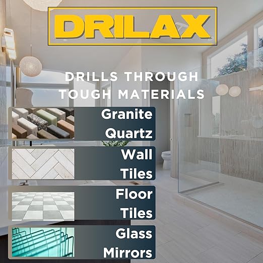 Drilax 5 Inch Diamond Hole Saw Drill Bit for Porcelain Tile, Granite, Glass & Ceramic - Heavy Duty Steel Core Cutter for Recessed Lighting, Shower Valves, and Toilet Flanges