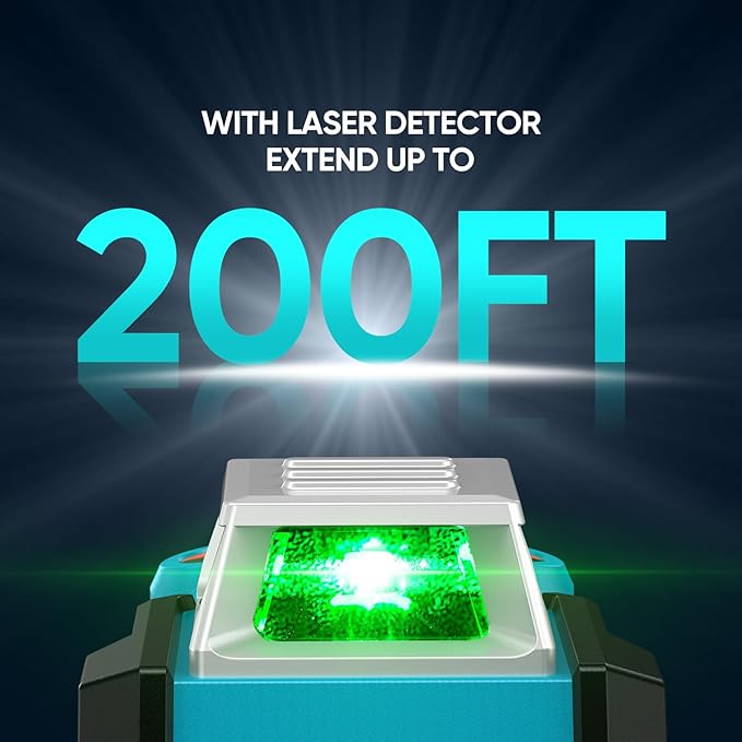 Elikliv Laser Level 360 Self Leveling, 200Ft Green Laser Level Lines Tool, 4x360° Cross Line Laser, Self Leveling Laser Level for Construction＆Picture Hanging,Rechargeable Batterie(16Hrs)