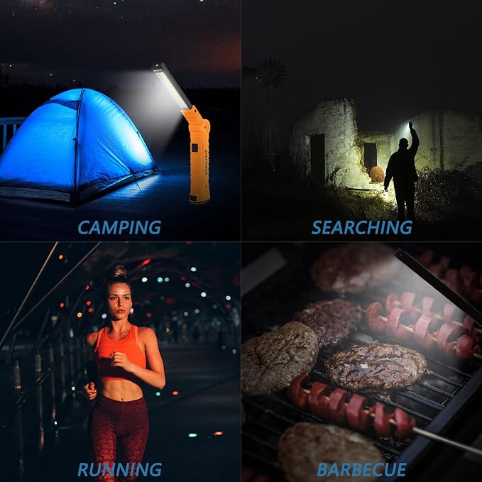 LED Rechargeable Flashlights Work Lights,Vagocom Mechanic Tools Cordless Worklight with Magnetic Base 360°Rotate 5 Modes,Portable Emergency Light for Handmade,Automotive,Camping and Mens Gifts(2 Pack)