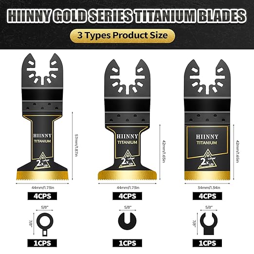 12PCS Titanium Oscillating Tool Blades, Professional Universal Titanium Oscillating Saw Blades Multitool Blades Kits for Metal Wood Plastics, Dewalt Milwaukee Ryobi Fein
