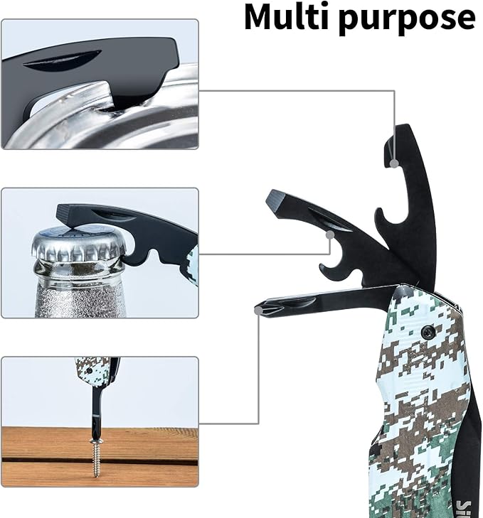 Multitool Pocket Knife Set for Men, Multipurpose 9-in-1 screwdriver kit, Multi Tool Pliers for Camping, Survival with Nylon Sheath, Gifts Idea, Camo