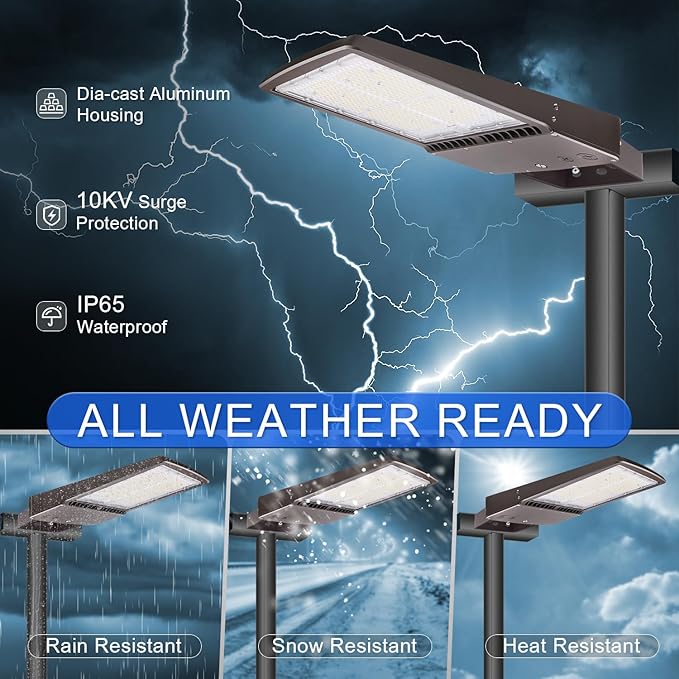 480V 150W LED Parking Lot Light, 21000LM(140lm/w) LED Shoebox Area Light(600W HID/HPS Equiv.), 5000K Dimmable Outdoor Commercial Street Lighting -10KV Surge Protection IP65 277-480V UL DLC Listed