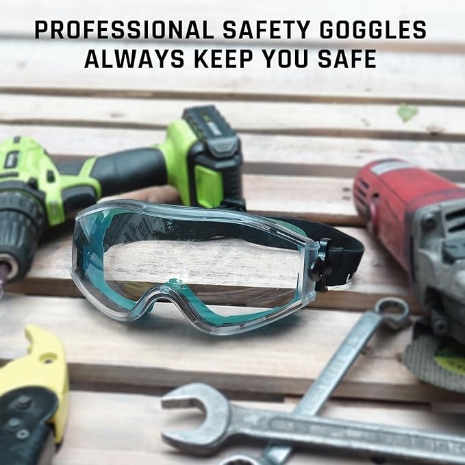 UKNOW Safety Goggles Over Glasses - Anti-Fog Clear Lens - ANSI Z87.1 Certified Eye Protection for Lab Work, Industrial Use