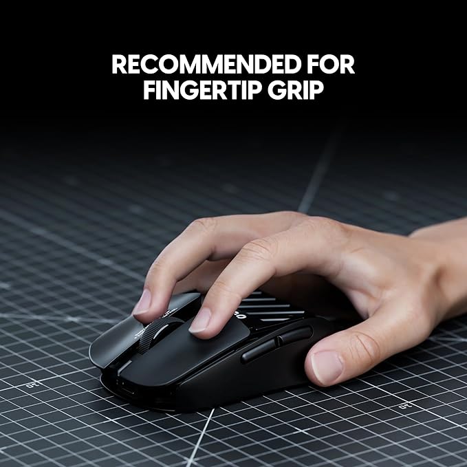 Pulsar Gaming Gears LAB X2F Wireless Fingertip Gaming Mouse, Ultra Lightweight 1.34 oz (38 g), HUANO Blue Pink Dot Switches, 32,000 DPI, 750 IPS, XS-1 Sensor, 8K Compatible (Black)