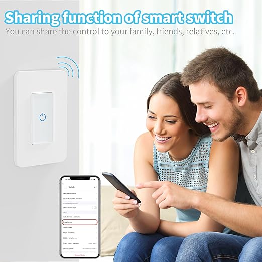 Milfra Touch Smart Switch Single Pole, Smart Light Switch, Smart WiFi Light Switches, Smart Switch Compatible with Alexa and Assistant, Neutral Wire Needed, No hub Required, White, M22-1-1DY