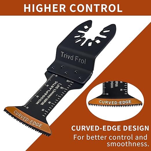 100Pcs Curved-Edge Oscillating Tool Blades Professional Universal Oscillating Saw Blades Wood Multitool Blades Compatible with Dewalt, Milwaukee, Ryobi, Rockwell, Bosch