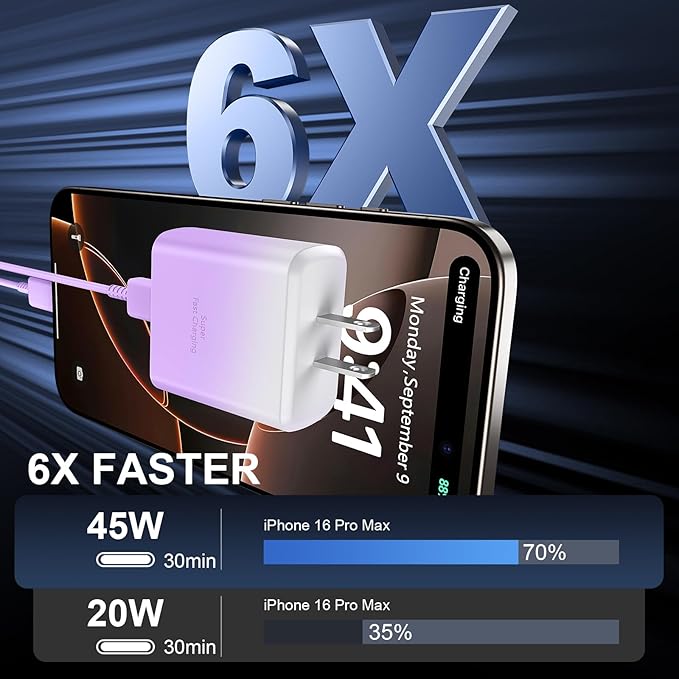 Phone 16 Pro Max Charger Fast Charging, 45W USB C i-Phone 16 Super Fast Charger Block with 10ft Long Type C Charging Cable Cord for iPhone 16/16 Pro/16 ProMax/16 Plus, 15/15 ProMax/Pro/Plus-Gradient