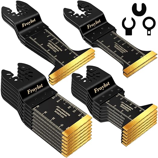 18PCS Titanium Oscillating Saw Blades Kits, 2X Speed Universal Multi Tool Blades for Metal, Cutting Wood, Nail, Plaster Wall, Blades for Multi-Tool Fit DeWalt Milwaukee Ryobi Rockwell Fein Makita