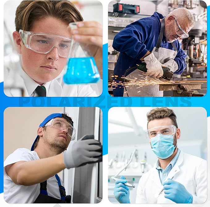 WFEANG Clear Safety Glasses bulk, Lightweight Protective Eyewear For Men Women, Over Goggles Impact Scratch Resistant