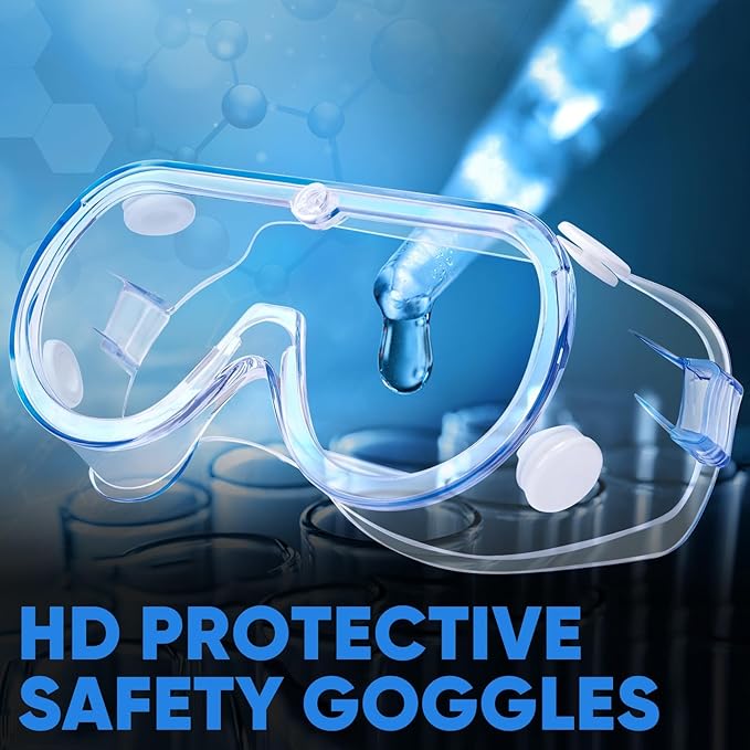 TICONN Anti-Fog Safety Goggles, HD Clear Eye Protection, ANSI Z87.1 Lab Goggles for Chemistry, Industrial
