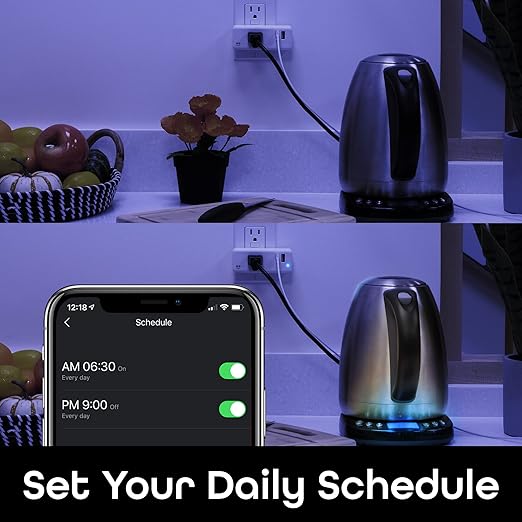 Geeni Switch + Charge Multi Port Smart Wi-Fi Plug with 2 USB Ports, Energy Saving Outlet with App Control, Compatible with Alexa and Google Home