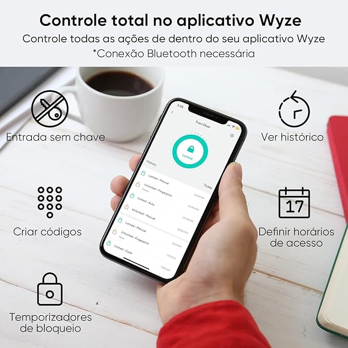 Wyze Auto-Lock Bolt, Fingerprint Unlock with Keypad, Electronic Entry Door Smart Deadbolt Lock, IPX5 Weatherproof, Easy Installation, Satin Nicke
