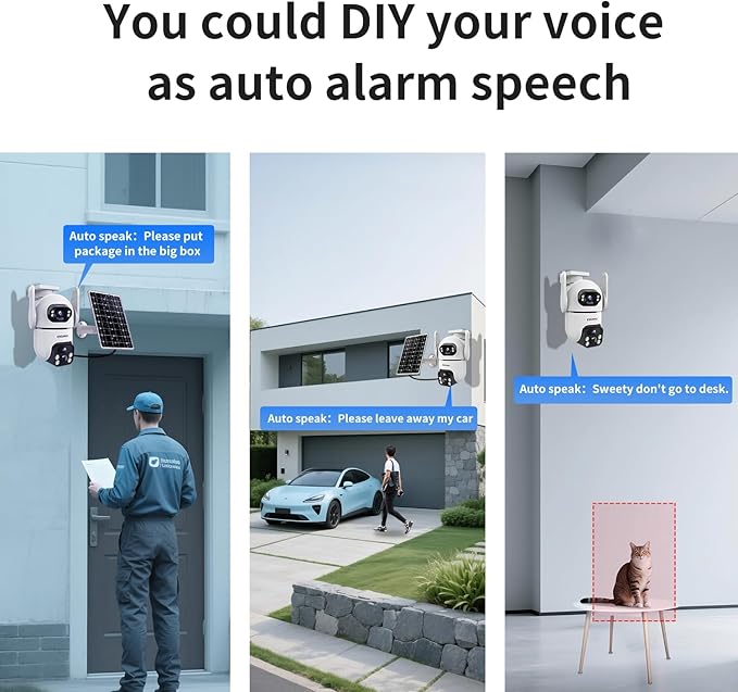 Solar Security Cameras Outdoor Wireless,Cameras for Home Security with Dual Lens,360° View Pan/Tilt,Color Night Vision,2-Way Audio,SD/Cloud Storage,2.4GHz WiFi(2 Pack)