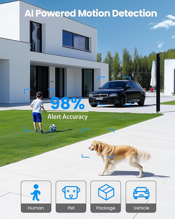 Solar Security Cameras Wireless Outdoor, 2 Pack 3MP Security Cameras Wireless Outdoor, Pan Tilt 360°WiFi Camera with Color Night Vision/PIR Sensor/2-Way Audio/Alexa/Google Assistant