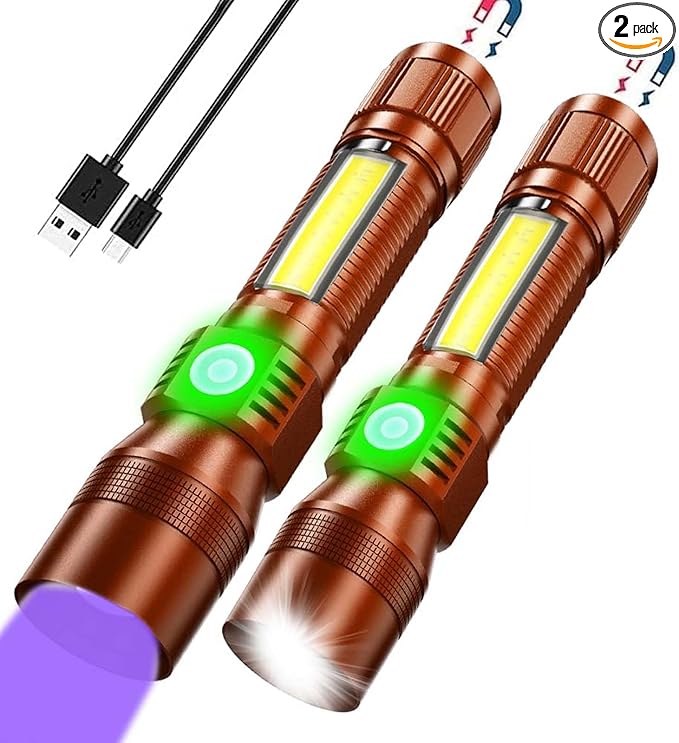 Black Light UV Flashlight Rechargeable, 3in1 Super Bright Tactical Flashlights LED UV Black Light &Redlight, 1500Lumen 7Modes, Zoomable, Waterproof Pocket Flashlight for Pet Stains Detection,Camping