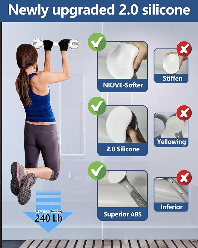 2 Pack 16.2” Grab Bars for Bathtubs and Showers, Shower Handles for Elderly Suction Cup Grab Bars for Shower Wall Heavy Duty, Safety Grab Bar for Seniors Suction Bathroom, No Drilling