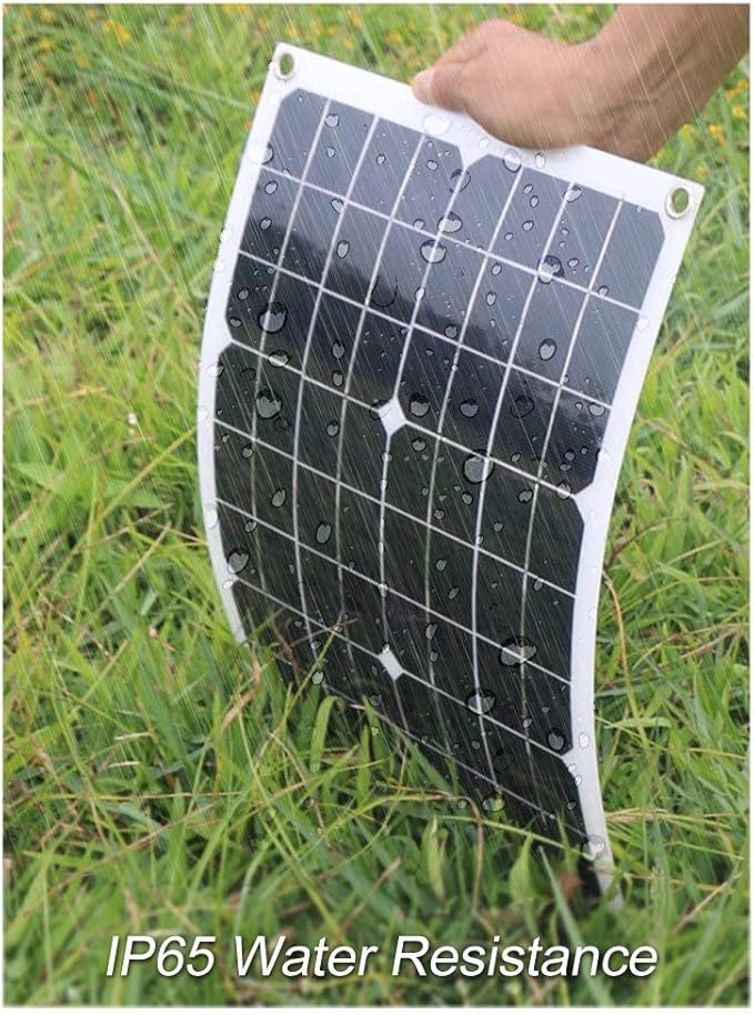 Lixada Solar Panel Charger USB Port Portable High Power Monocrystalline Solar Panel Phone USB Devices Charger & Car Battery Charging Clip Line for Cell Phone Camping RV Boat Marine - 20Watt