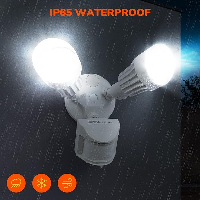 JJC LED Security Lights,Motion Sensor Flood Light Outdoor Fixture,3000LM 27.5W(120W Equiv.),IP65 Waterproof,5000K Daylight White ETL Listed Outdoor Lighting White (Not Solar Powered)