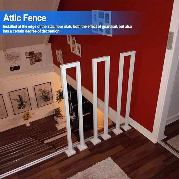 2Pcs U-Shaped Handrails for Steps, 7.9x35.4in Matte White Hand Rails for Indoor Outdoor Stairs, Stair Railing Industrial Wrought Iron Railing for Stairs Garden Loft Corridor