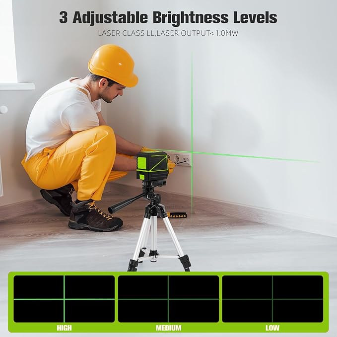 Professional Green Beam Pipe Locator Laser Level with Tripod, 100Ft Range for Utility Mapping, Pipe Alignment, and Conduit Installation, Self-Leveling, Includes Battery