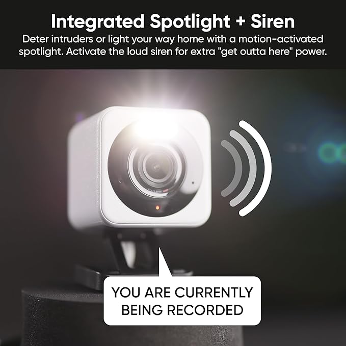 WYZE Cam v4, 2.5K QHD WiFi Indoor/Outdoor Smart Home Security Camera, Pet/Baby Monitor, Motion Activated Spotlight/Siren, Color Night Vision, 2-Way Audio, Works with Alexa & Google, Free Expert Help