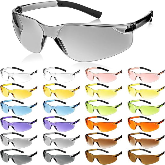 Queekay 24 Pairs Safety Glasses Unisex Anti Scratch Protective Goggles Impact Resistant Lens Eyewear