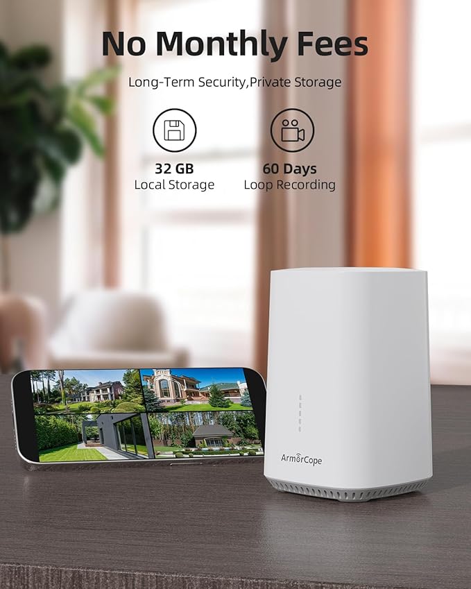 Security Cameras Outdoor Wireless,4 Cam-Kit,No Subscription,360° Pan & Tilt Home Security Cameras System,2K Color Night Vision